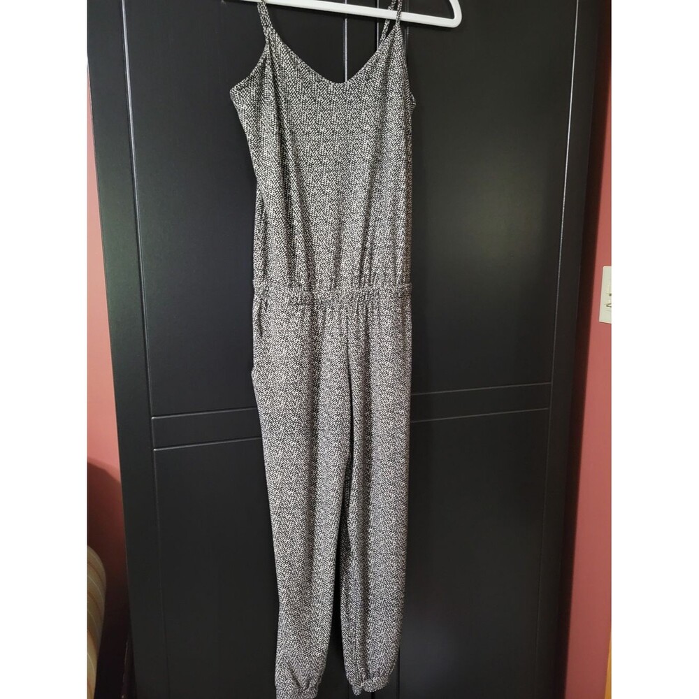 Allison Joy Womens XS Sleeveless Black and White Printed Jumpsuit Boho-chic mode